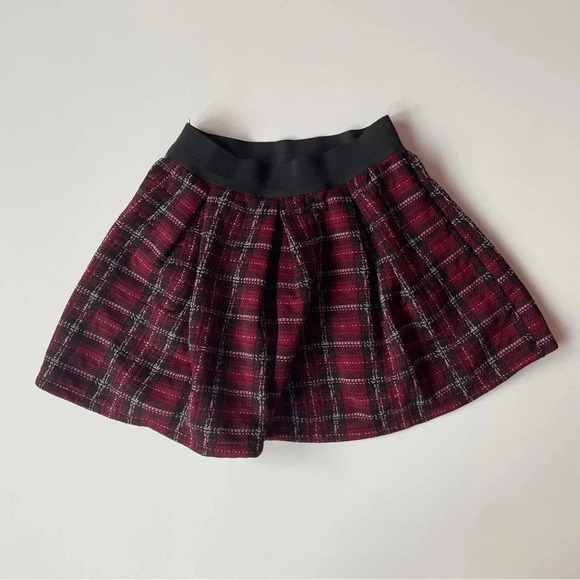 Joe B Pleated Plaid A-Line Mini Skirt Maroon Black - Picture 8 of 8